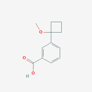 molecular formula C12H14O3 B7580533 3-(1-Methoxycyclobutyl)benzoic acid 