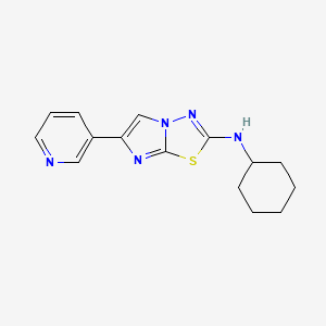 molecular formula C15H17N5S B7580611 N-cyclohexyl-6-pyridin-3-ylimidazo[2,1-b][1,3,4]thiadiazol-2-amine 