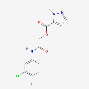molecular formula C13H11ClFN3O3 B7580636 2-[(3-chloro-4-fluorophenyl)amino]-2-oxoethyl 1-methyl-1H-pyrazole-5-carboxylate 