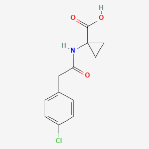 molecular formula C12H12ClNO3 B7580860 1-[[2-(4-Chlorophenyl)acetyl]amino]cyclopropane-1-carboxylic acid 