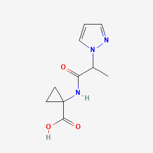 molecular formula C10H13N3O3 B7580911 1-(2-Pyrazol-1-ylpropanoylamino)cyclopropane-1-carboxylic acid 