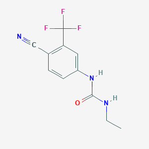 molecular formula C11H10F3N3O B7580915 1-[4-Cyano-3-(trifluoromethyl)phenyl]-3-ethylurea 