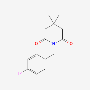 molecular formula C14H16INO2 B7580924 1-[(4-Iodophenyl)methyl]-4,4-dimethylpiperidine-2,6-dione 