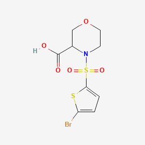 molecular formula C9H10BrNO5S2 B7580952 4-(5-Bromothiophen-2-yl)sulfonylmorpholine-3-carboxylic acid 