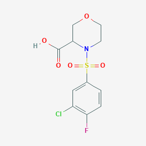 molecular formula C11H11ClFNO5S B7580958 4-(3-Chloro-4-fluorophenyl)sulfonylmorpholine-3-carboxylic acid 