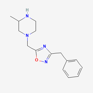 molecular formula C15H20N4O B7580964 3-Benzyl-5-[(3-methylpiperazin-1-yl)methyl]-1,2,4-oxadiazole 