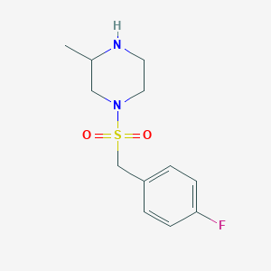 molecular formula C12H17FN2O2S B7580997 1-[(4-Fluorophenyl)methylsulfonyl]-3-methylpiperazine 