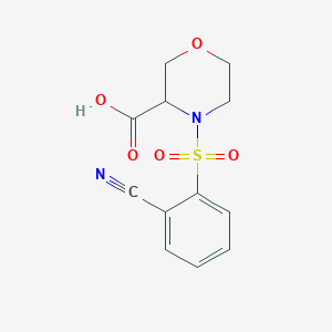 molecular formula C12H12N2O5S B7581031 4-(2-Cyanophenyl)sulfonylmorpholine-3-carboxylic acid 