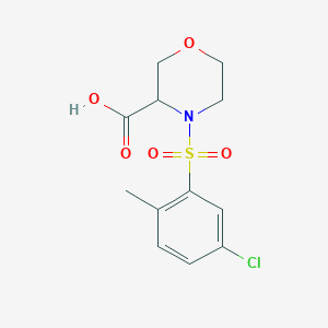 molecular formula C12H14ClNO5S B7581101 4-(5-Chloro-2-methylphenyl)sulfonylmorpholine-3-carboxylic acid 