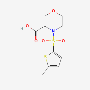 molecular formula C10H13NO5S2 B7581106 4-(5-Methylthiophen-2-yl)sulfonylmorpholine-3-carboxylic acid 