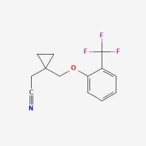 molecular formula C13H12F3NO B7581151 2-[1-[[2-(Trifluoromethyl)phenoxy]methyl]cyclopropyl]acetonitrile 