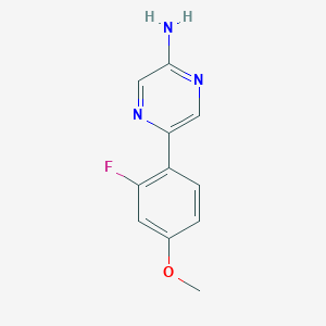 molecular formula C11H10FN3O B7581169 5-(2-Fluoro-4-methoxyphenyl)pyrazin-2-amine 