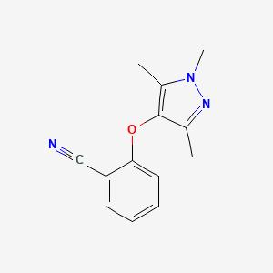 molecular formula C13H13N3O B7581176 2-(1,3,5-Trimethylpyrazol-4-yl)oxybenzonitrile 