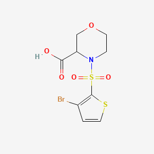 molecular formula C9H10BrNO5S2 B7581242 4-(3-Bromothiophen-2-yl)sulfonylmorpholine-3-carboxylic acid 
