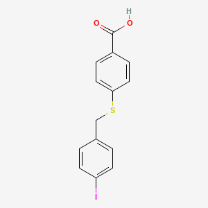 molecular formula C14H11IO2S B7581249 4-{[(4-Iodophenyl)methyl]sulfanyl}benzoic acid 