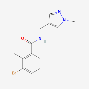 molecular formula C13H14BrN3O B7581257 3-bromo-2-methyl-N-[(1-methylpyrazol-4-yl)methyl]benzamide 