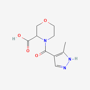 molecular formula C10H13N3O4 B7581293 4-(5-methyl-1H-pyrazole-4-carbonyl)morpholine-3-carboxylic acid 