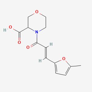 molecular formula C13H15NO5 B7581313 4-[(E)-3-(5-methylfuran-2-yl)prop-2-enoyl]morpholine-3-carboxylic acid 