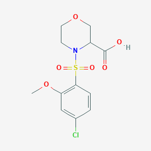 molecular formula C12H14ClNO6S B7581327 4-(4-Chloro-2-methoxyphenyl)sulfonylmorpholine-3-carboxylic acid 