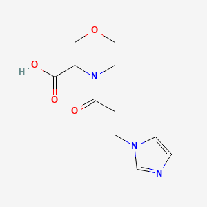 molecular formula C11H15N3O4 B7581347 4-(3-Imidazol-1-ylpropanoyl)morpholine-3-carboxylic acid 