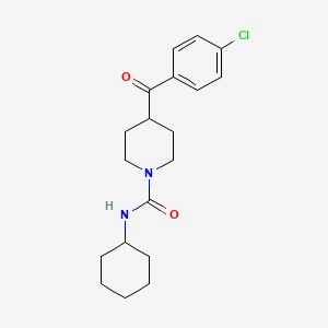 molecular formula C19H25ClN2O2 B7581366 4-(4-Chloro-benzoyl)-piperidine-1-carboxylic acid cyclohexylamide 