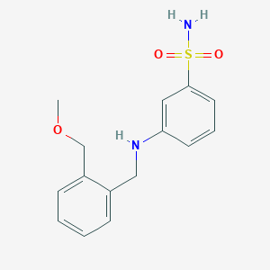 molecular formula C15H18N2O3S B7581376 3-[[2-(Methoxymethyl)phenyl]methylamino]benzenesulfonamide 