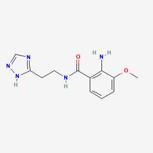 molecular formula C12H15N5O2 B7581393 2-amino-3-methoxy-N-[2-(1H-1,2,4-triazol-5-yl)ethyl]benzamide 