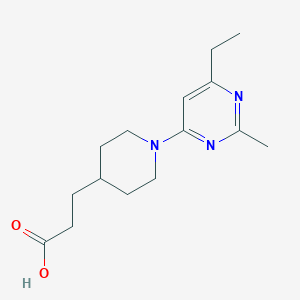 molecular formula C15H23N3O2 B7581476 3-[1-(6-Ethyl-2-methylpyrimidin-4-yl)piperidin-4-yl]propanoic acid 