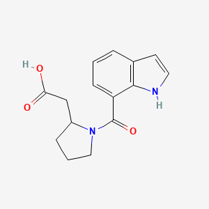 molecular formula C15H16N2O3 B7581539 2-[1-(1H-indole-7-carbonyl)pyrrolidin-2-yl]acetic acid 