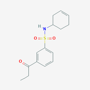molecular formula C15H19NO3S B7581558 N-cyclohex-3-en-1-yl-3-propanoylbenzenesulfonamide 