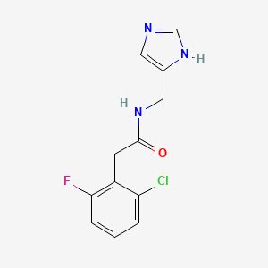 molecular formula C12H11ClFN3O B7581559 2-(2-chloro-6-fluorophenyl)-N-(1H-imidazol-5-ylmethyl)acetamide 