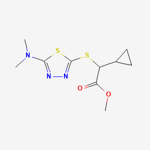 molecular formula C10H15N3O2S2 B7581634 Methyl 2-cyclopropyl-2-[[5-(dimethylamino)-1,3,4-thiadiazol-2-yl]sulfanyl]acetate 