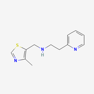 molecular formula C12H15N3S B7581649 N-[(4-methyl-1,3-thiazol-5-yl)methyl]-2-pyridin-2-ylethanamine 