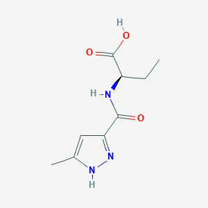 molecular formula C9H13N3O3 B7581725 (2R)-2-[(5-methyl-1H-pyrazole-3-carbonyl)amino]butanoic acid 