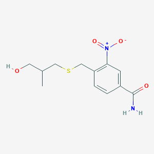 molecular formula C12H16N2O4S B7581762 4-[(3-Hydroxy-2-methylpropyl)sulfanylmethyl]-3-nitrobenzamide 