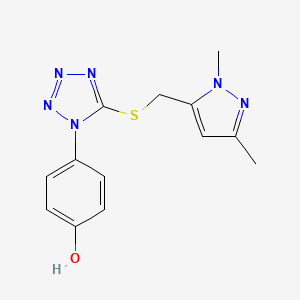molecular formula C13H14N6OS B7581772 4-[5-[(2,5-Dimethylpyrazol-3-yl)methylsulfanyl]tetrazol-1-yl]phenol 