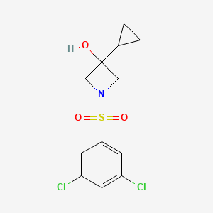 molecular formula C12H13Cl2NO3S B7581811 3-Cyclopropyl-1-(3,5-dichlorophenyl)sulfonylazetidin-3-ol 