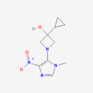 molecular formula C10H14N4O3 B7581813 3-Cyclopropyl-1-(3-methyl-5-nitroimidazol-4-yl)azetidin-3-ol 