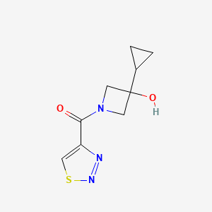 molecular formula C9H11N3O2S B7581818 (3-Cyclopropyl-3-hydroxyazetidin-1-yl)-(thiadiazol-4-yl)methanone 