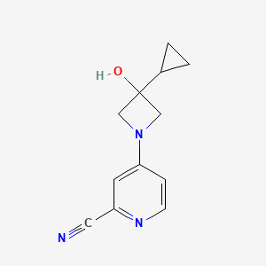 molecular formula C12H13N3O B7581823 4-(3-Cyclopropyl-3-hydroxyazetidin-1-yl)pyridine-2-carbonitrile 