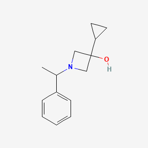molecular formula C14H19NO B7581848 3-Cyclopropyl-1-(1-phenylethyl)azetidin-3-ol 