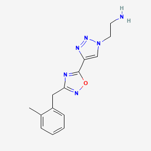 molecular formula C14H16N6O B7581907 2-[4-[3-[(2-Methylphenyl)methyl]-1,2,4-oxadiazol-5-yl]triazol-1-yl]ethanamine 