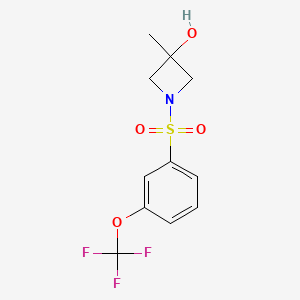molecular formula C11H12F3NO4S B7581932 3-Methyl-1-[3-(trifluoromethoxy)phenyl]sulfonylazetidin-3-ol 