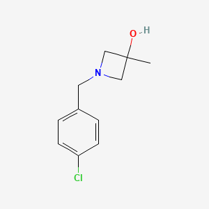 molecular formula C11H14ClNO B7581951 1-[(4-Chlorophenyl)methyl]-3-methylazetidin-3-ol 