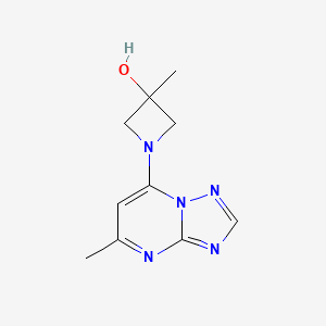 molecular formula C10H13N5O B7581978 3-Methyl-1-(5-methyl-[1,2,4]triazolo[1,5-a]pyrimidin-7-yl)azetidin-3-ol 