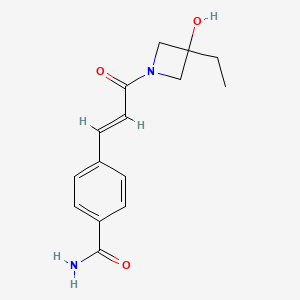 molecular formula C15H18N2O3 B7581984 4-[(E)-3-(3-ethyl-3-hydroxyazetidin-1-yl)-3-oxoprop-1-enyl]benzamide 