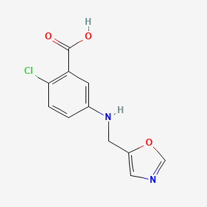 molecular formula C11H9ClN2O3 B7582011 2-Chloro-5-(1,3-oxazol-5-ylmethylamino)benzoic acid 