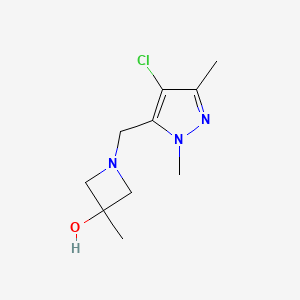 molecular formula C10H16ClN3O B7582018 1-[(4-Chloro-2,5-dimethylpyrazol-3-yl)methyl]-3-methylazetidin-3-ol 