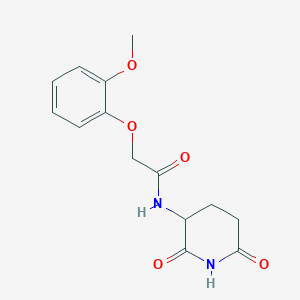 molecular formula C14H16N2O5 B7582045 N-(2,6-dioxopiperidin-3-yl)-2-(2-methoxyphenoxy)acetamide 