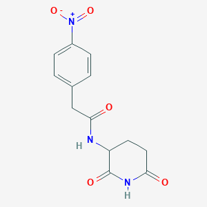molecular formula C13H13N3O5 B7582297 N-(2,6-dioxopiperidin-3-yl)-2-(4-nitrophenyl)acetamide 
